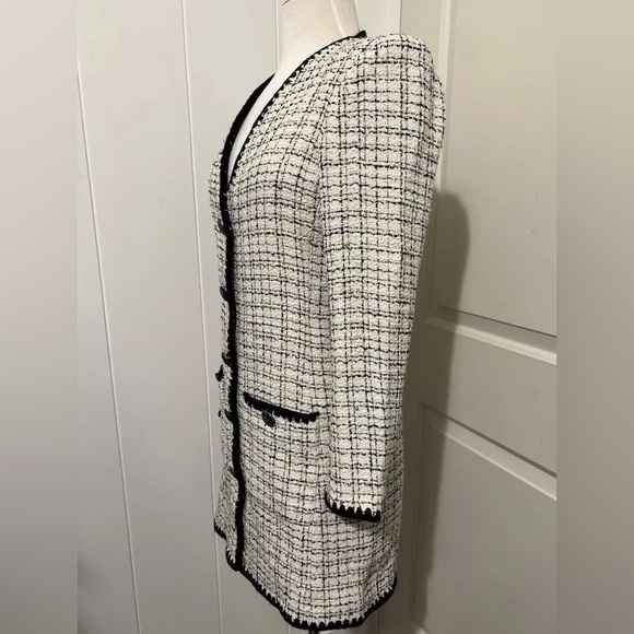 VERONICA BEARD $698 TWEED PALATINE Mini Dress Black White Long‎ Sleeve City Fall - Picture 5 of 10